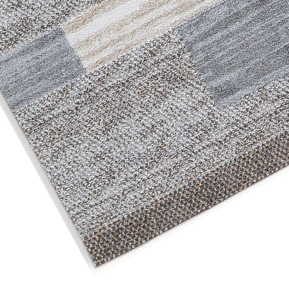 Ashley Beny 5 x 7 Medium Area Rug Abstract Striped Gray and Cream