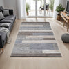 Ashley Beny 5 x 7 Medium Area Rug, Abstract Striped Gray and Cream
