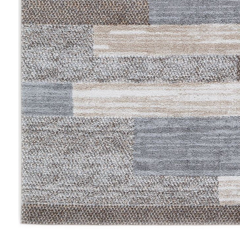 Beny 8 x 10 Large Area Rug, Machine Woven Abstract Stripe Pattern, Gray By Casagear Home