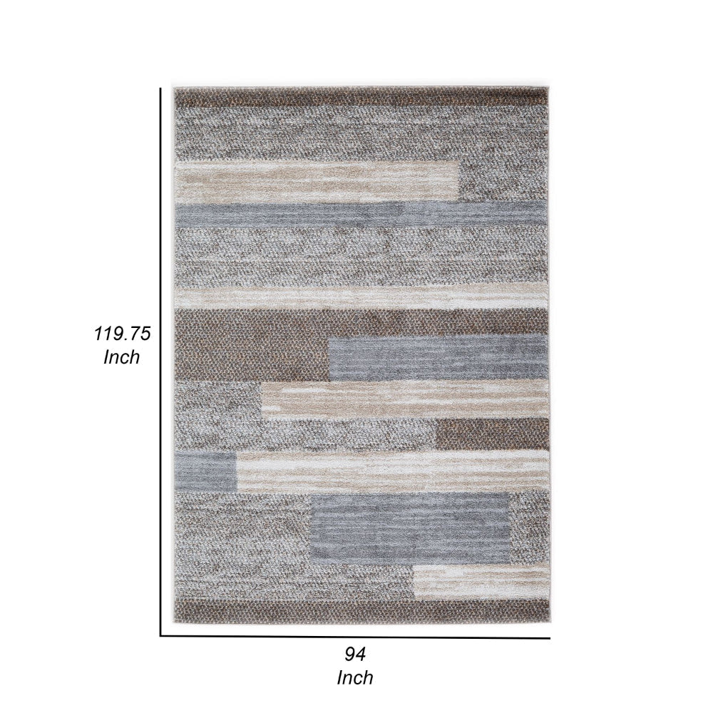 Beny 8 x 10 Large Area Rug, Machine Woven Abstract Stripe Pattern, Gray By Casagear Home