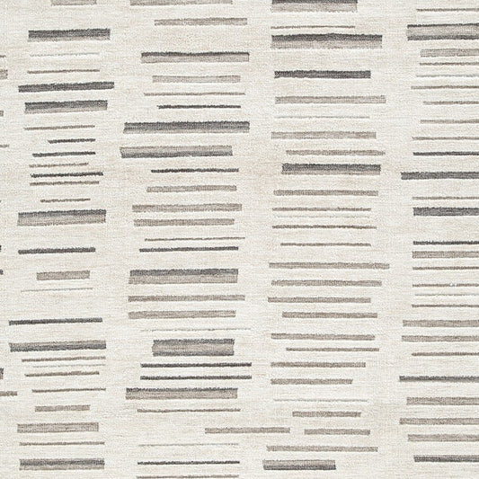 Meaw 5 x 7 Medium Area Rug, Abstract Stripe Design, Ivory Gray Polyester By Casagear Home