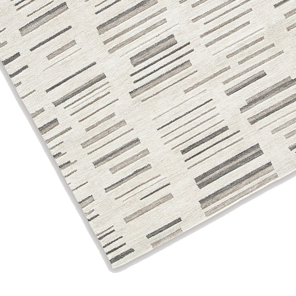 Ashley Meaw 5 x 7 Medium Area Rug Abstract Stripe Design Ivory BM318291