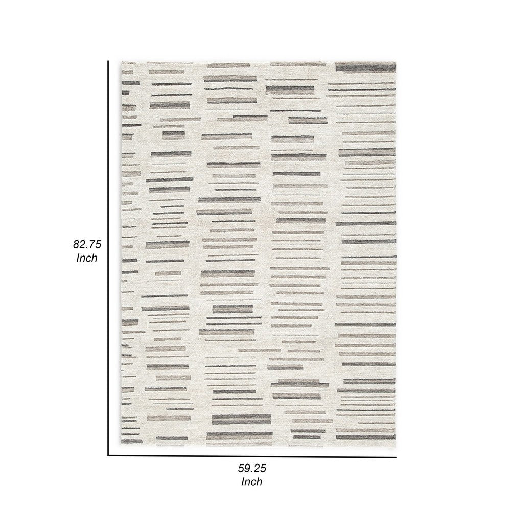 Ashley Meaw 5 x 7 Medium Area Rug Abstract Stripe Design Ivory BM318291