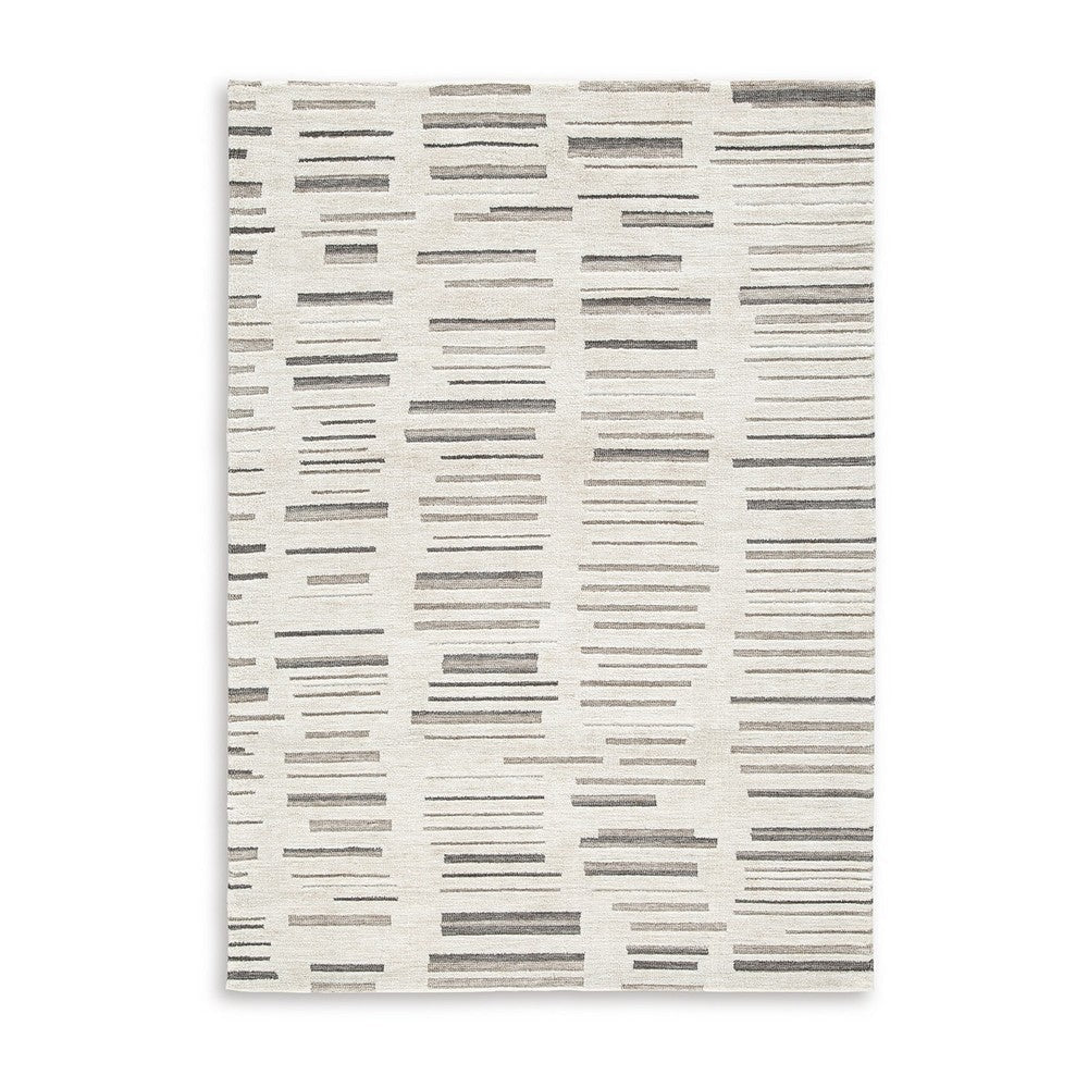 Ashley Meaw 5 x 7 Medium Area Rug Abstract Stripe Design Ivory BM318291