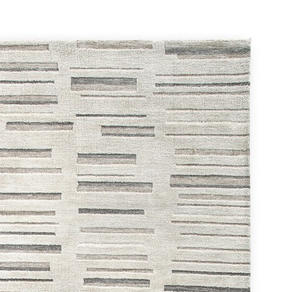 Meaw 8 x 10 Large Area Rug, Abstract Stripe Design, Ivory Gray Polyester By Casagear Home