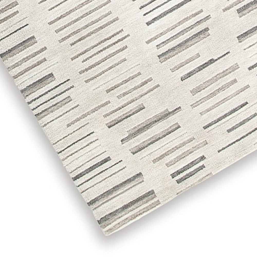 Meaw 8 x 10 Large Area Rug Abstract Stripe Design Ivory Gray Polyester By Casagear Home BM318292