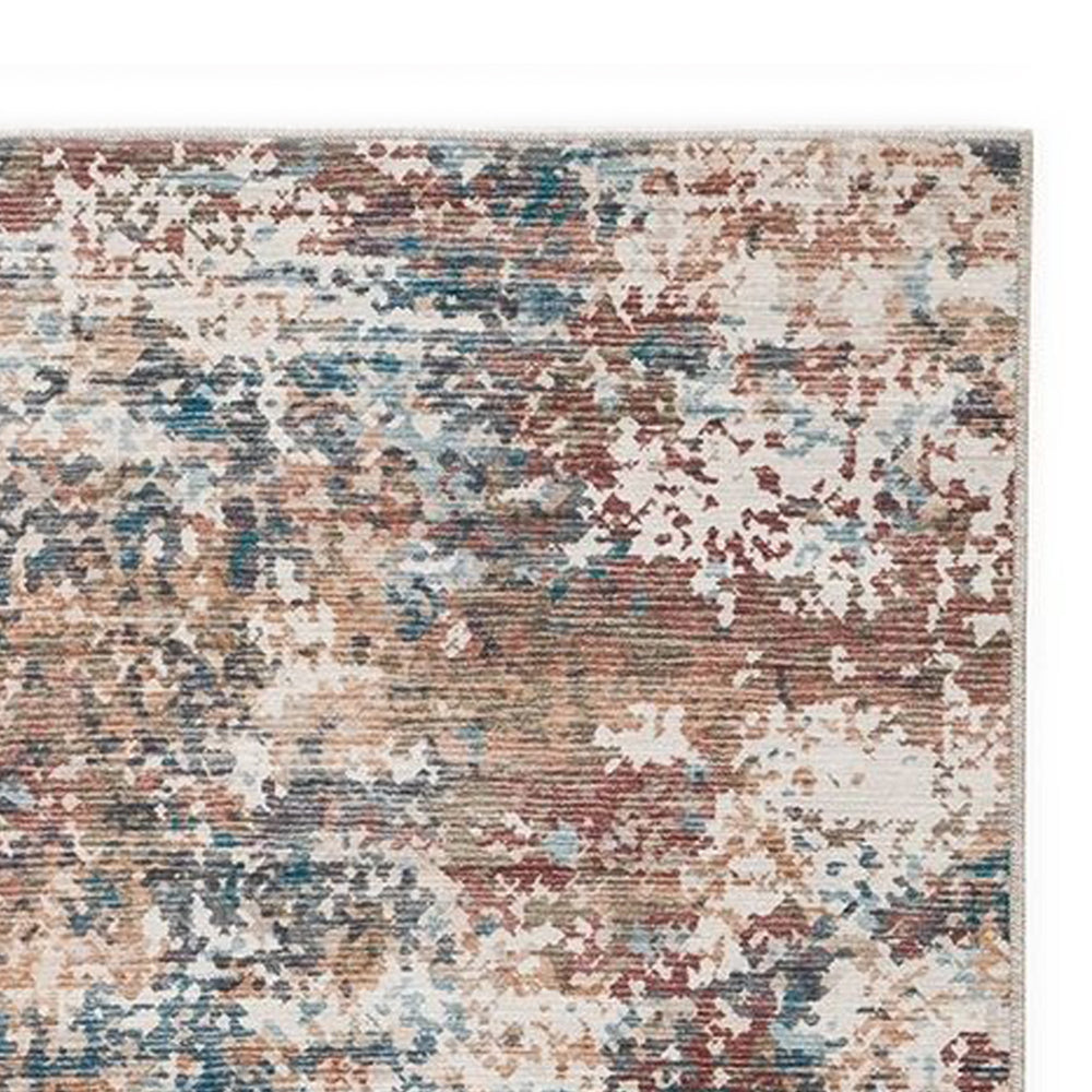 Bea 8 x 10 Large Area Rug, Machine Woven Abstract Pattern, Brown Blue By Casagear Home