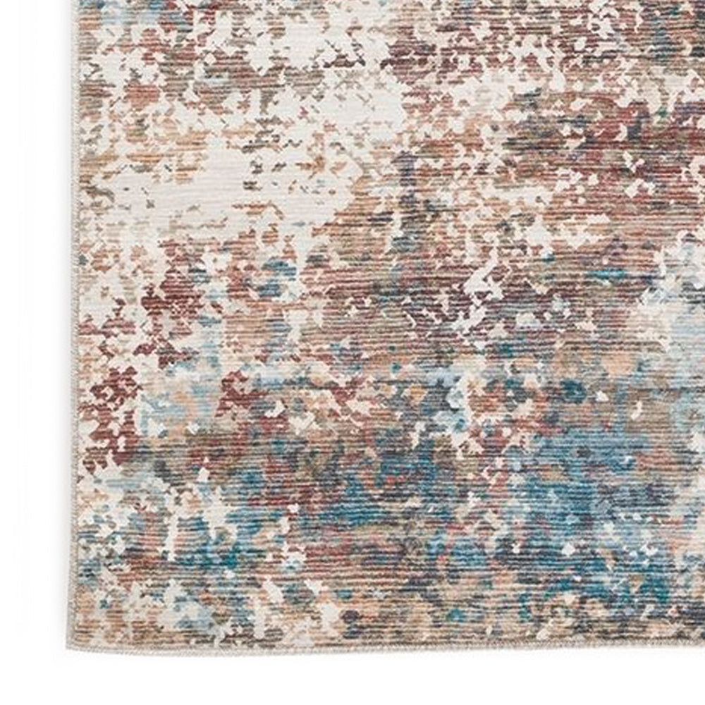 Bea 8 x 10 Large Area Rug Machine Woven Abstract Pattern Brown Blue By Casagear Home BM318297