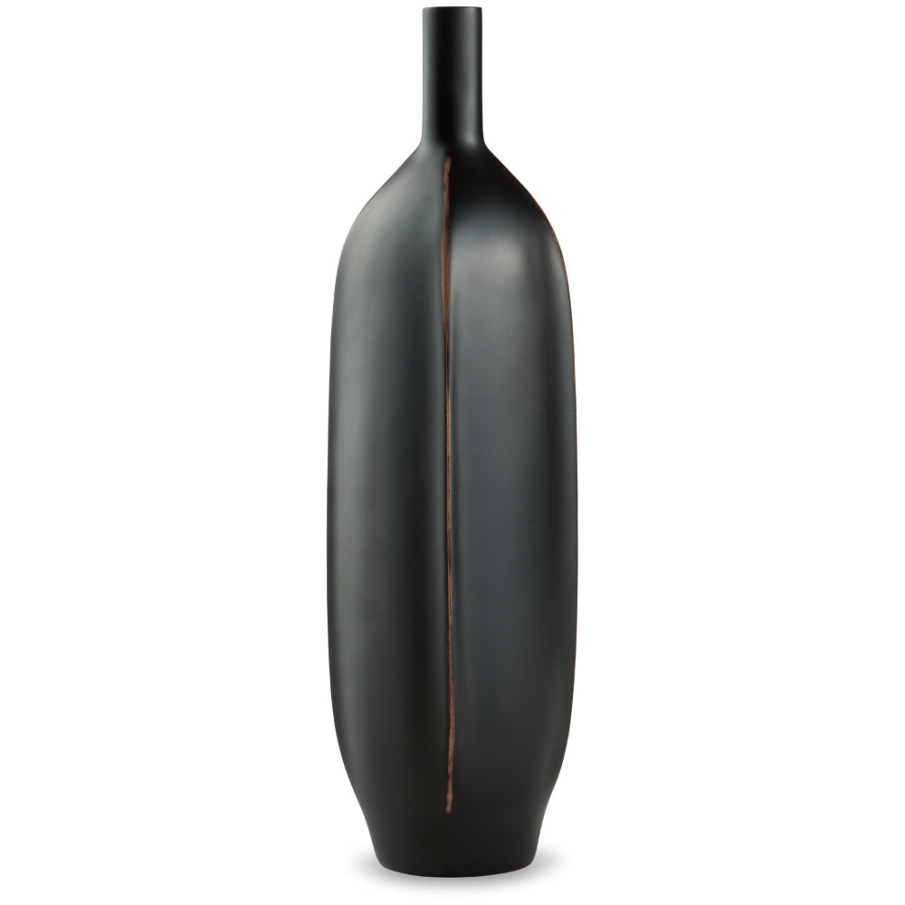 Ashley Troy 16" Flower Vase, Home Decor Accessory, Black Polyresin