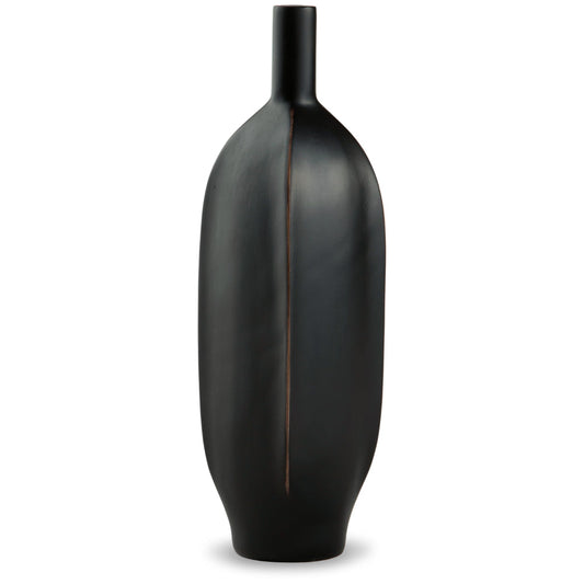 Ashley Troy 13" Flower Vase, Home Decor Accessory, Black Polyresin