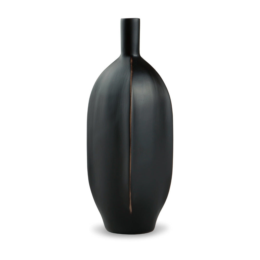 Ashley Troy 9" Flower Vase, Home Decor Accessory, Black Polyresin