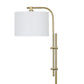 Rhys 60 Inch Floor Lamp Adjustable Arm White Drum Shade Round Brass Metal By Casagear Home BM318306