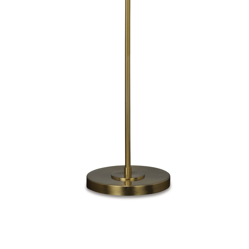 Rhys 60 Inch Floor Lamp Adjustable Arm White Drum Shade Round Brass Metal By Casagear Home BM318306