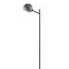 Bane 63 Inch Floor Lamp, Retro Smokey Black Glass Shade, Round Metal Base By Casagear Home