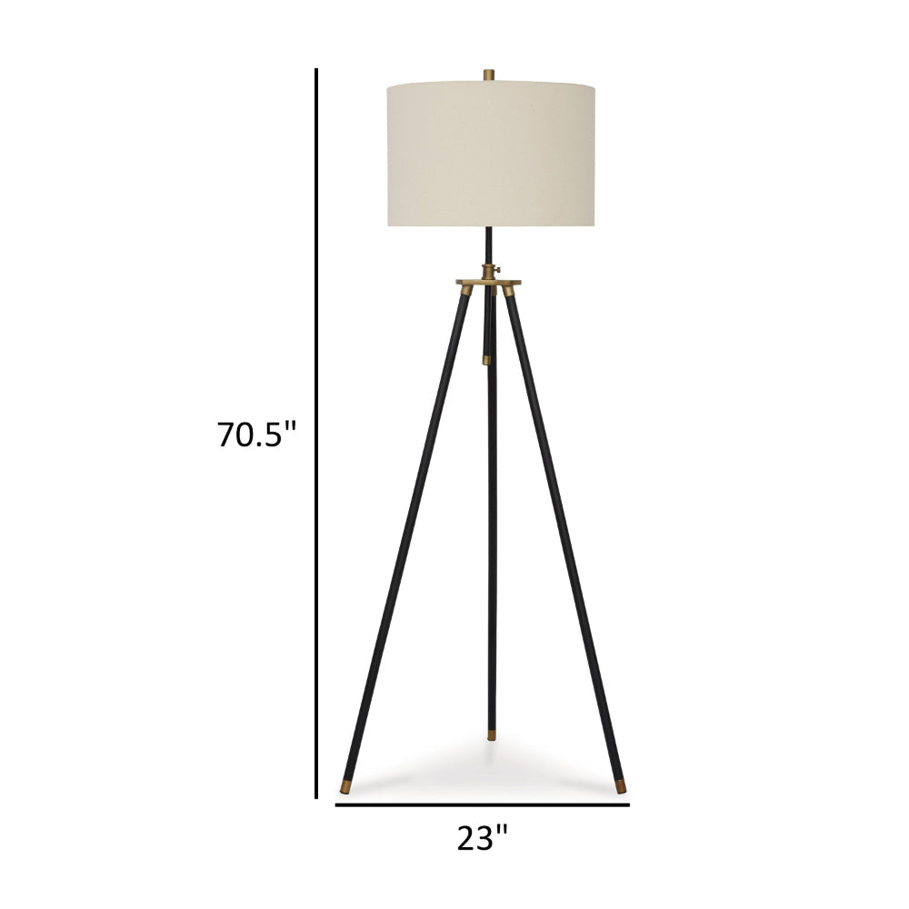 Egan 71 Inch Floor Lamp White Drum Shade and Classic Tripod Metal Base By Casagear Home BM318308