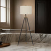 Ashley Egan 71" Floor Lamp, White Drum Shade, Brown Tripod Base