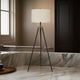 Ashley Egan 71" Floor Lamp, White Drum Shade, Brown Tripod Base