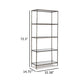 Dalie 73 Inch Bookcase 5 Tier Open Clear Glass Shelves Gray Aluminum By Casagear Home BM318309