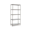 Dalie 73 Inch Bookcase, 5 Tier Open Clear Glass Shelves, Gray Aluminum By Casagear Home