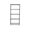 Dalie 73 Inch Bookcase, 5 Tier Open Clear Glass Shelves, Black Aluminum By Casagear Home