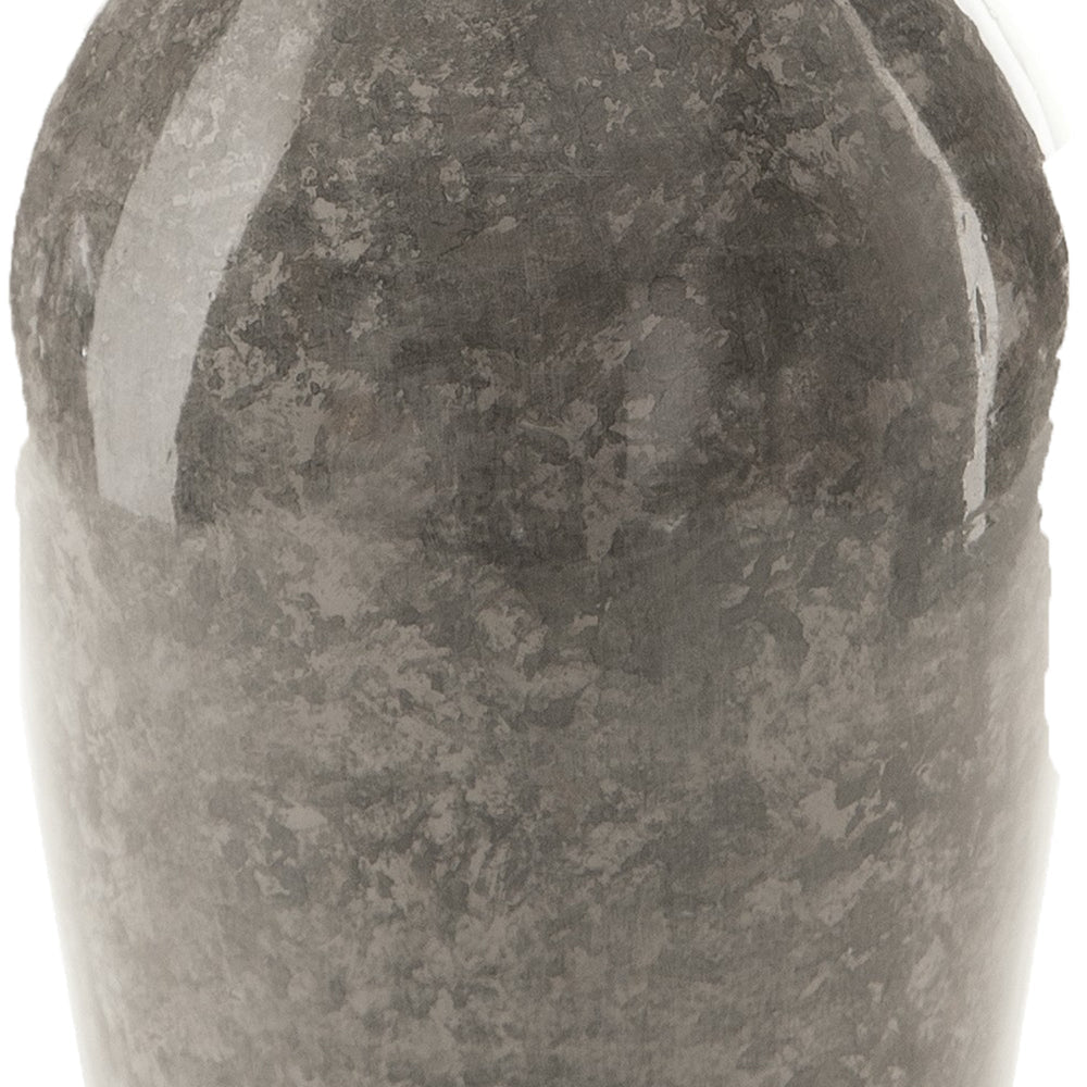 Ashley Rock 12" Flower Vase, Decorative Thin Neck, High Gloss Gray