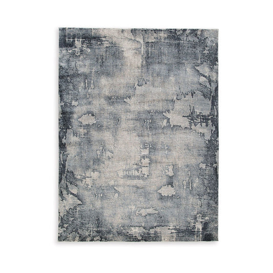Richard 8 x 11 Area Rug, Blue Gray Polyester, Abstract Style, Latex Backing By Casagear Home