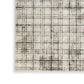Jess 5 x 7 Area Rug, Soft Pile, Cream, Brown Plaid Stripes, Latex Back By Casagear Home
