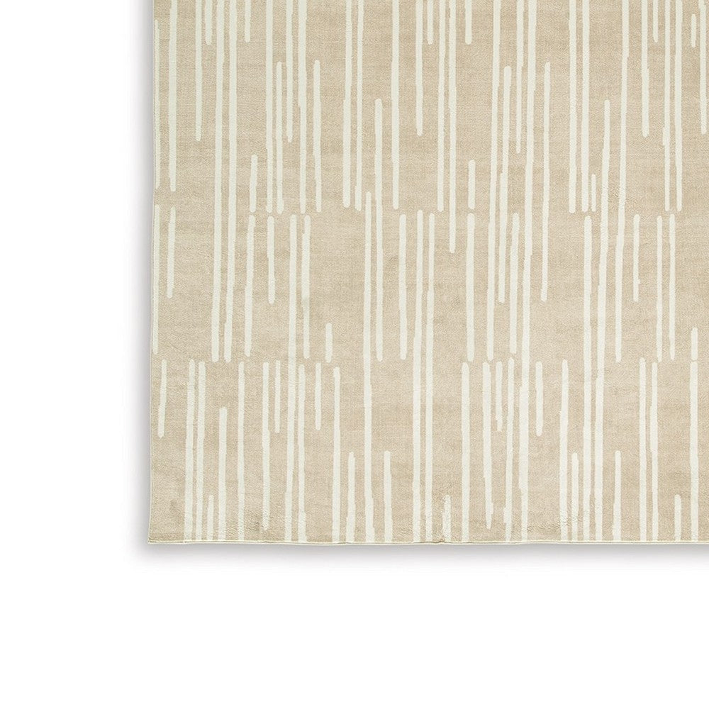 Ashley Stebin 8 x 10 Area Rug Shag Style Cream Polyester Washable BM318328