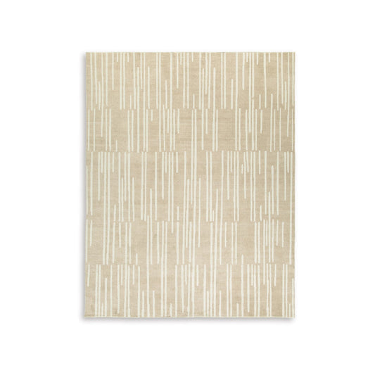 Stebin 8 x 10 Area Rug, Shag Style, 15mm Pile Cream Polyester, Washable By Casagear Home