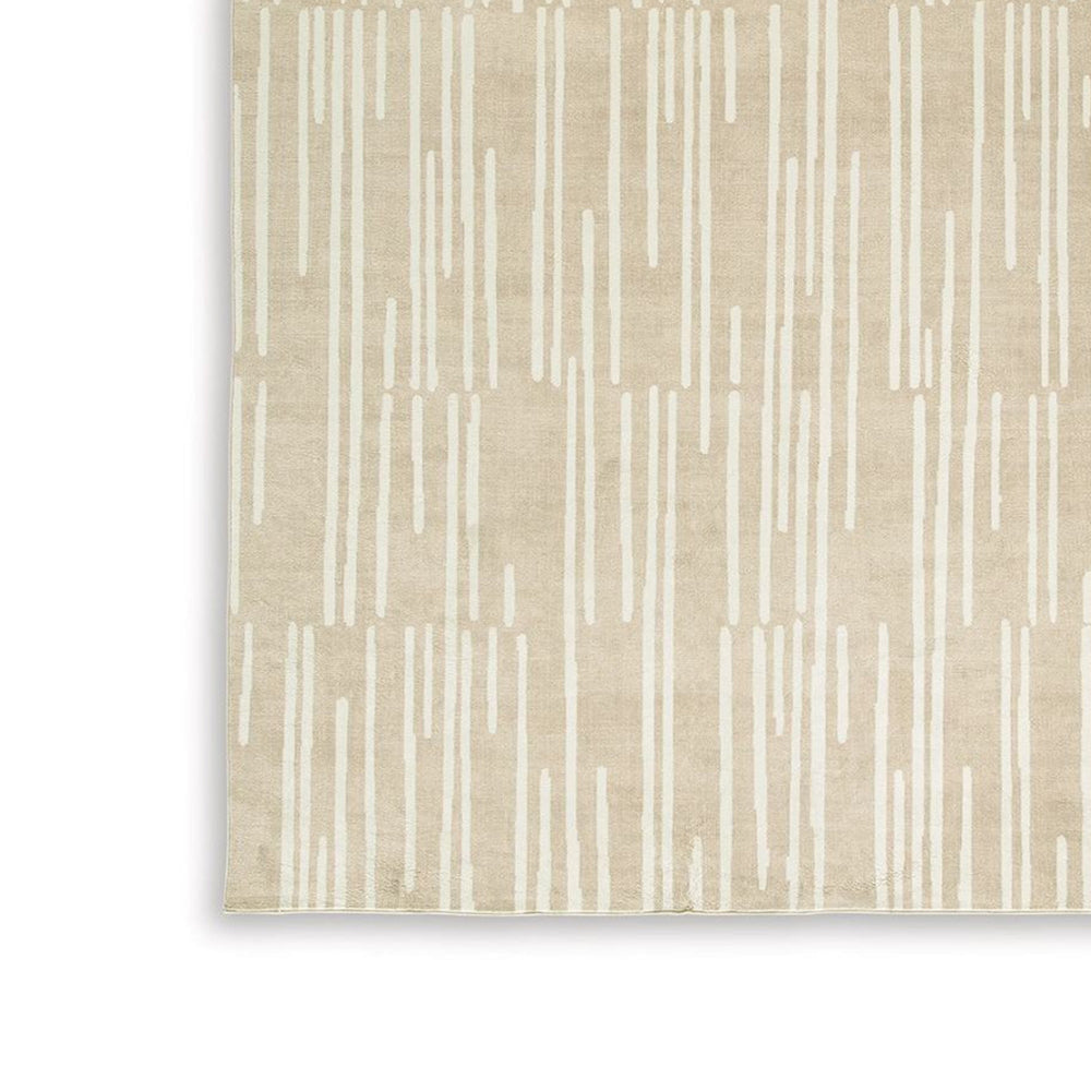 Stebin 5 x 7 Area Rug, Shag Style, 15mm Pile Cream Polyester, Washable By Casagear Home