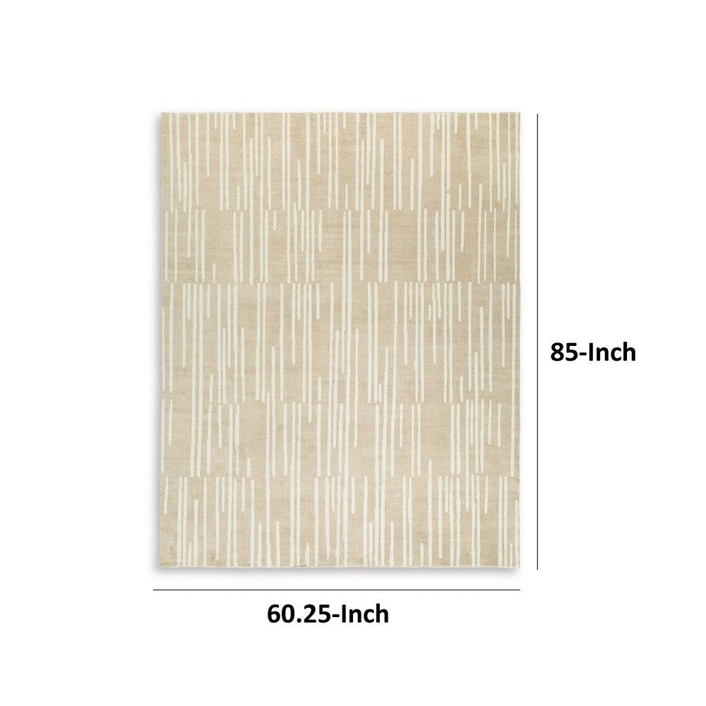 Ashley Stebin 5 x 7 Area Rug Shag Style Cream Polyester Washable BM318329
