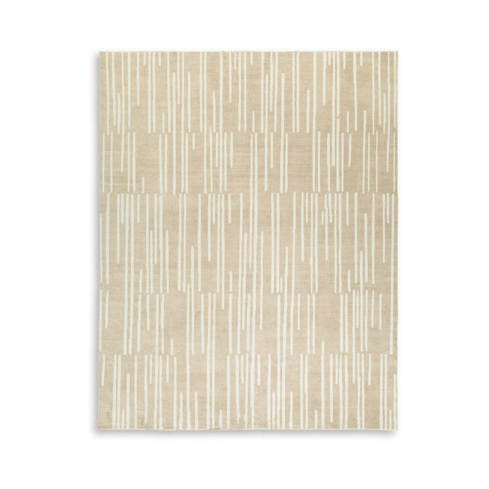 Stebin 5 x 7 Area Rug, Shag Style, 15mm Pile Cream Polyester, Washable By Casagear Home