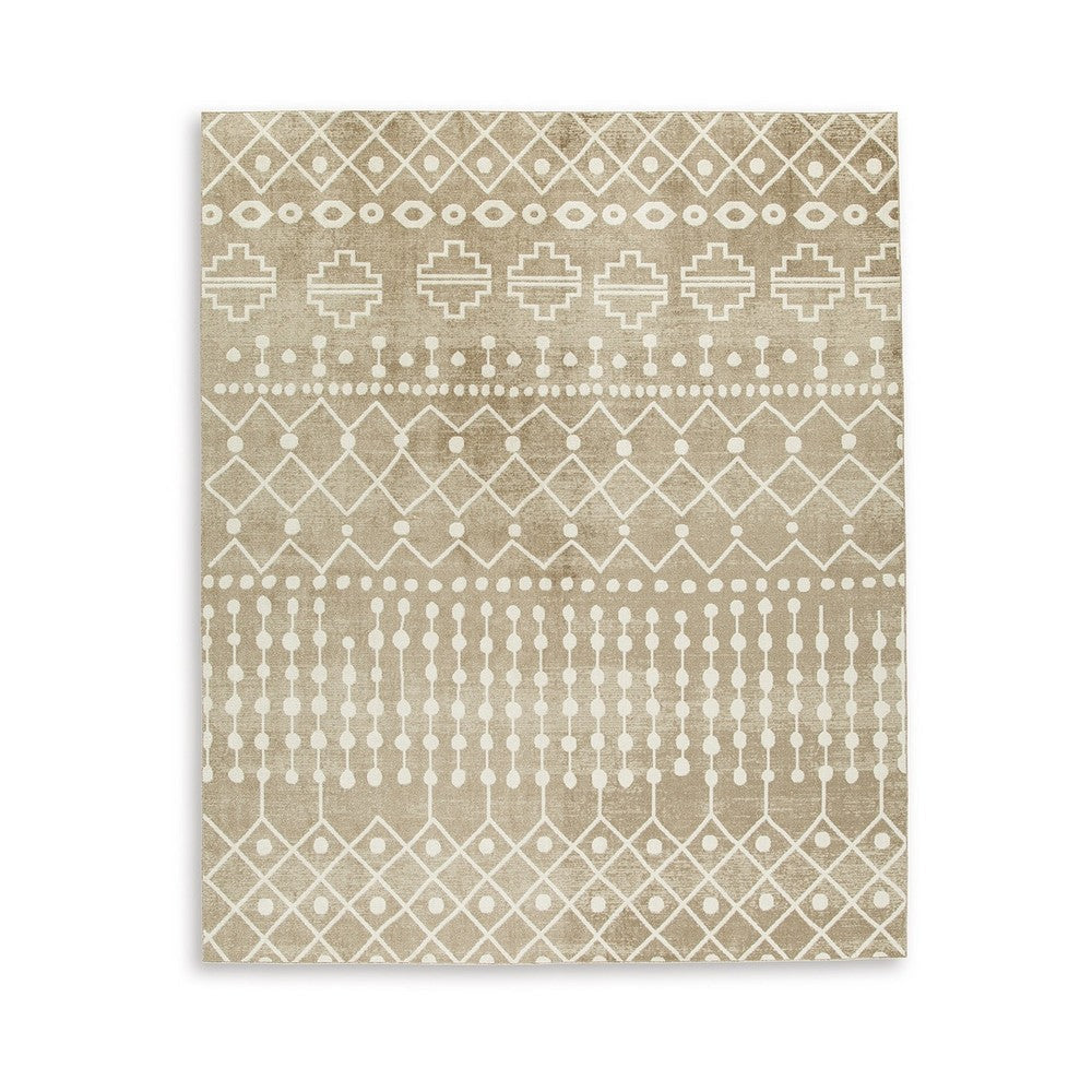 Ashley Bunny 8 x 10 Area Rug Low Pile Brown Tribal for Busy Area BM318330