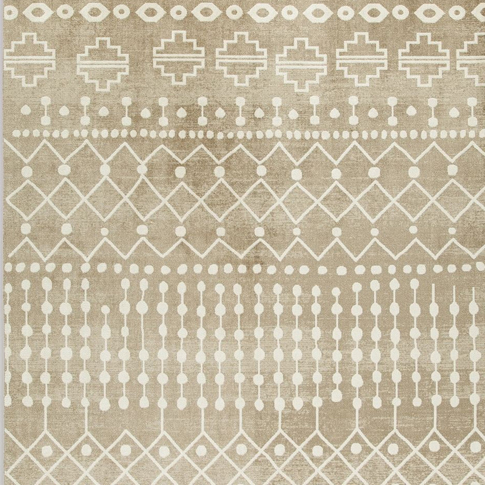 Bunny 5 x 7 Area Rug, Brown Tribal Print, Low Pile Polyester for Busy Area By Casagear Home