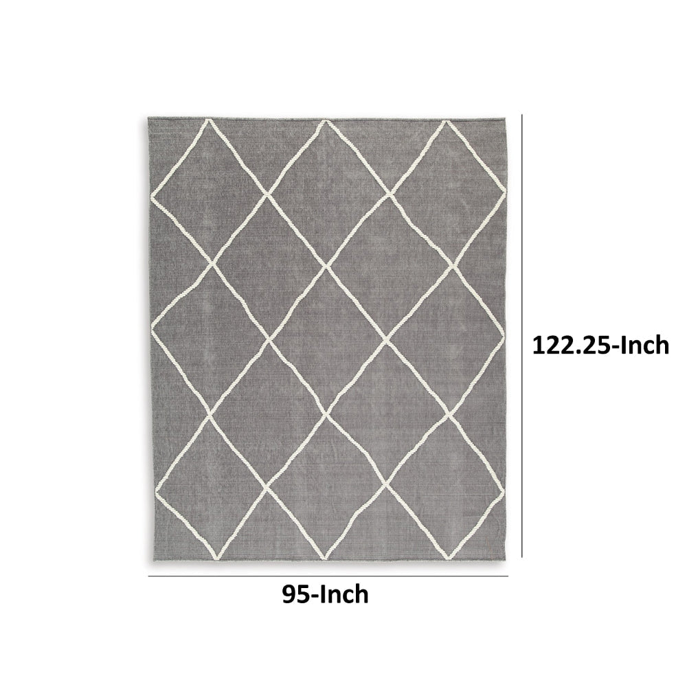 Doel 8 x 10 Area Rug, Soft Pile Polyester, Washable, Gray and Ivory By Casagear Home