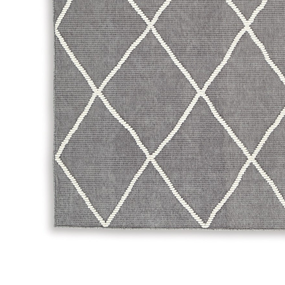 Doel 5 x 7 Area Rug, Soft Pile Polyester, Washable, Gray and Ivory By Casagear Home