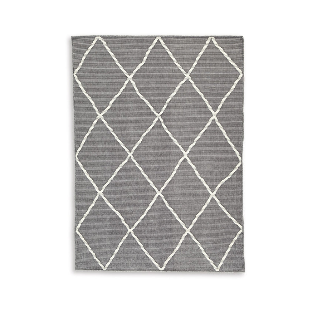 Doel 5 x 7 Area Rug, Soft Pile Polyester, Washable, Gray and Ivory By Casagear Home