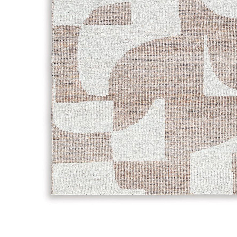 Jimmy 8 x 10 Area Rug, Abstract Pattern Polyester, Cotton Back, Beige Brown By Casagear Home