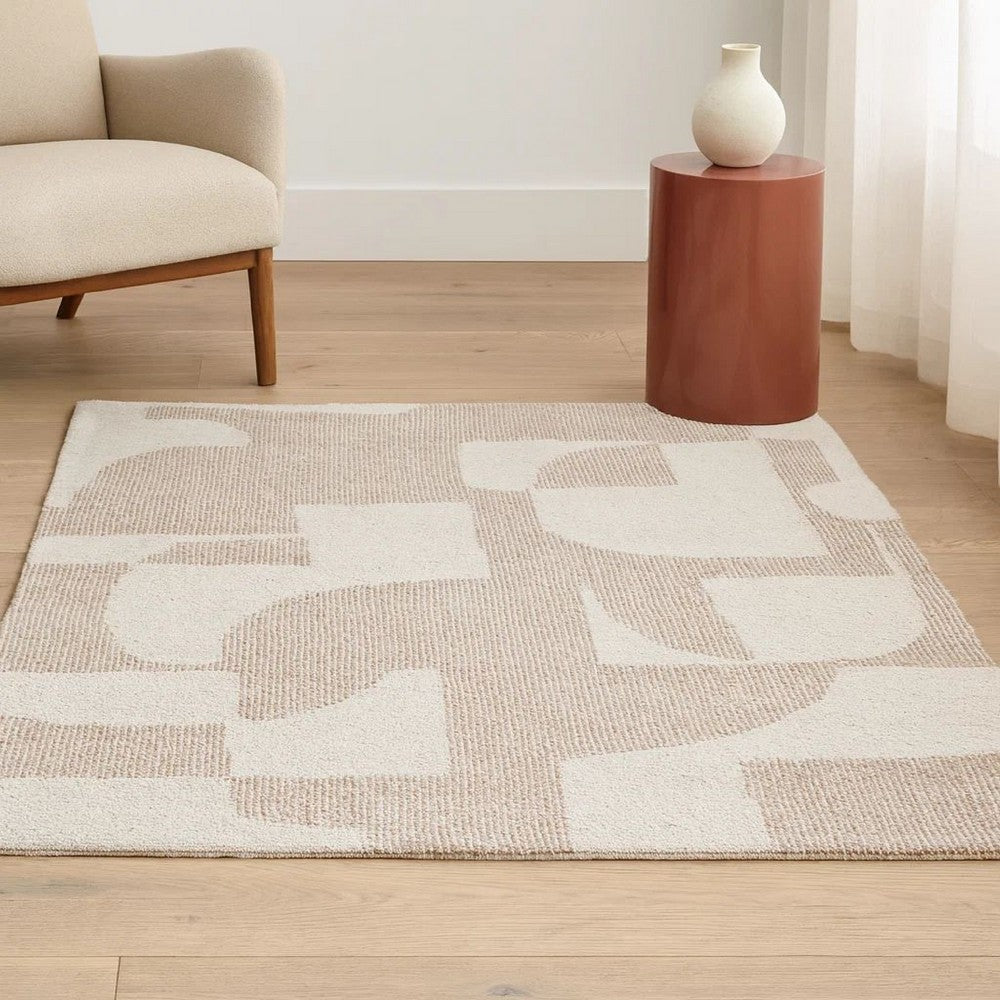 Ashley Jimmy 8 x 10 Area Rug, Abstract Pattern Polyester, Brown