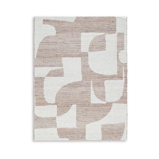 Ashley Jimmy 8 x 10 Area Rug, Abstract Pattern Polyester, Brown