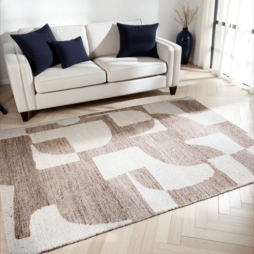 Ashley Jimmy 5 x 7 Area Rug, Abstract Pattern Polyester, Brown