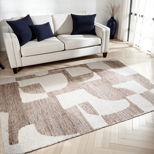 Ashley Jimmy 5 x 7 Area Rug, Abstract Pattern Polyester, Brown