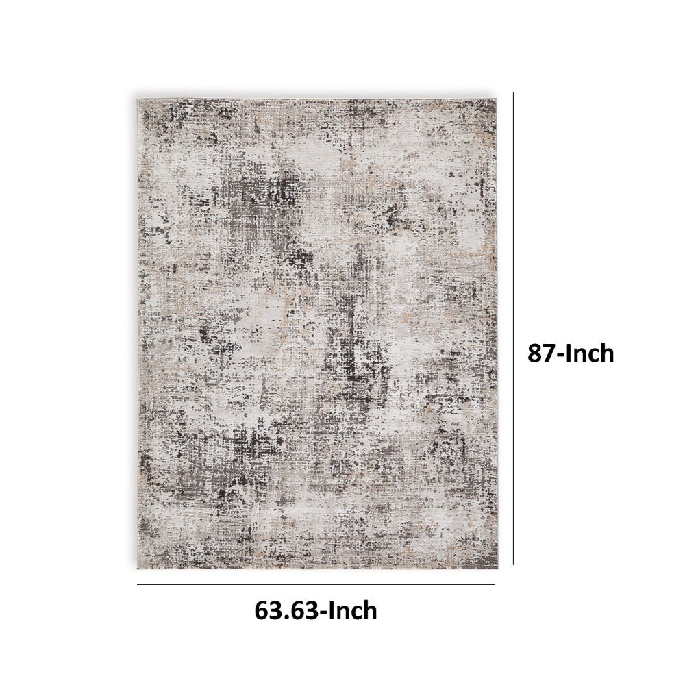 Elanor 5 x 7 Area Rug, Modern Abstract Design, Gray Polyester, Jute Backing By Casagear Home