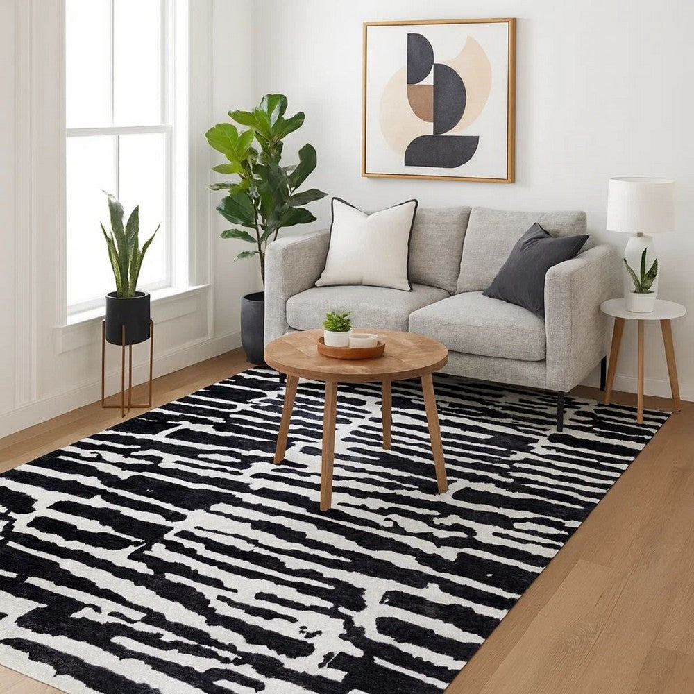 Ashley Shawn 5 x 7 Area Rug, Black White Pattern, Polyester, Cotton