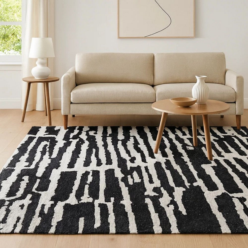 Ashley Shawn 5 x 7 Area Rug, Black White Pattern, Polyester, Cotton