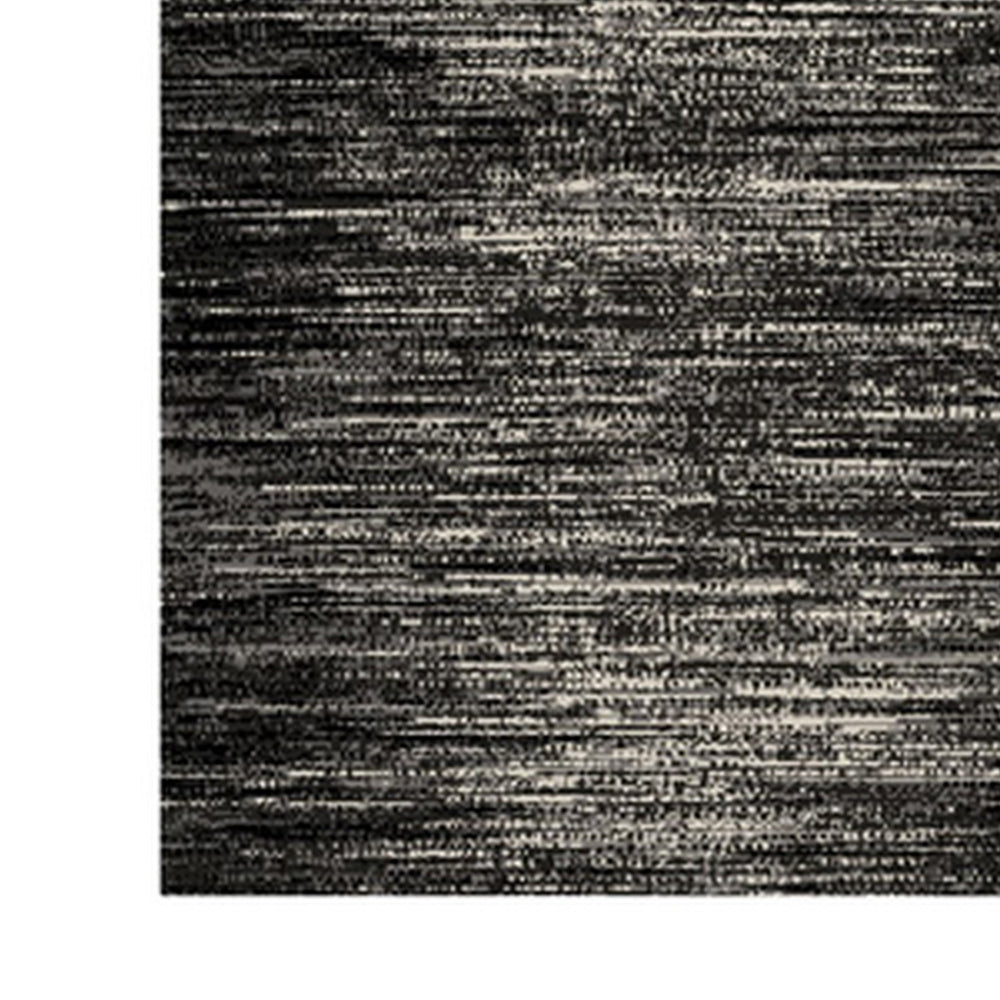 Rebecca 8 x 10 Area Rug,  Black White Refined Stripe Pattern, Soft Pile By Casagear Home