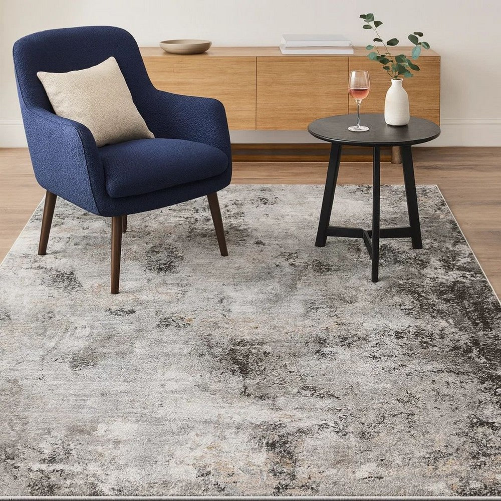 Ashley Ley 5 x 7 Area Rug, Polyester, Jute, Black Gray White, Tan