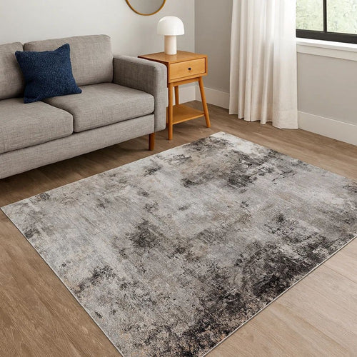 Ashley Ley 5 x 7 Area Rug, Polyester, Jute, Black Gray White, Tan
