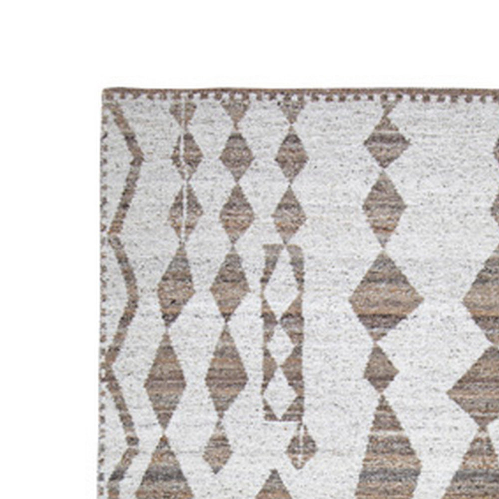 Betty 8 x 10 Area Rug, Geometric Pattern, Beige Brown Polyester, Cotton By Casagear Home