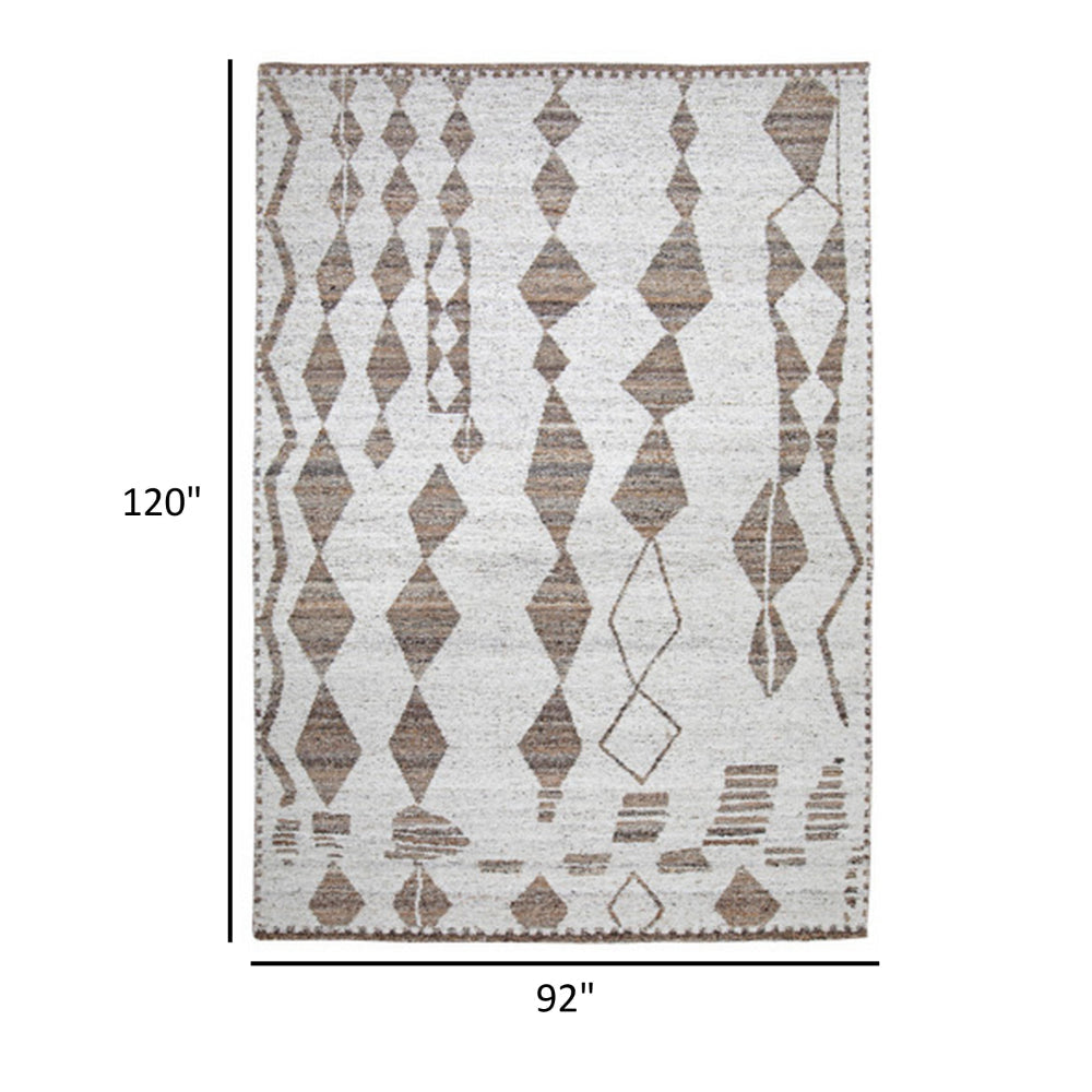 Betty 8 x 10 Area Rug, Geometric Pattern, Beige Brown Polyester, Cotton By Casagear Home